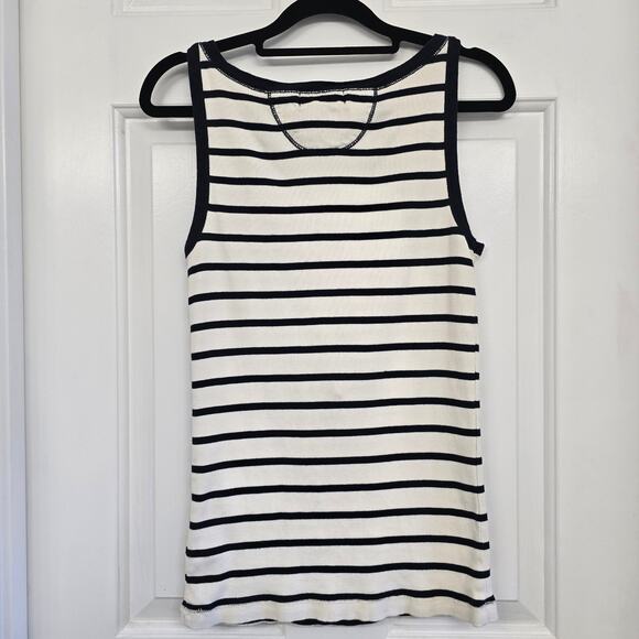 Ralph Lauren Striped Ruffle Tank Top S Navy White Nautical Coastal Timeless Y2K - Picture 2 of 7